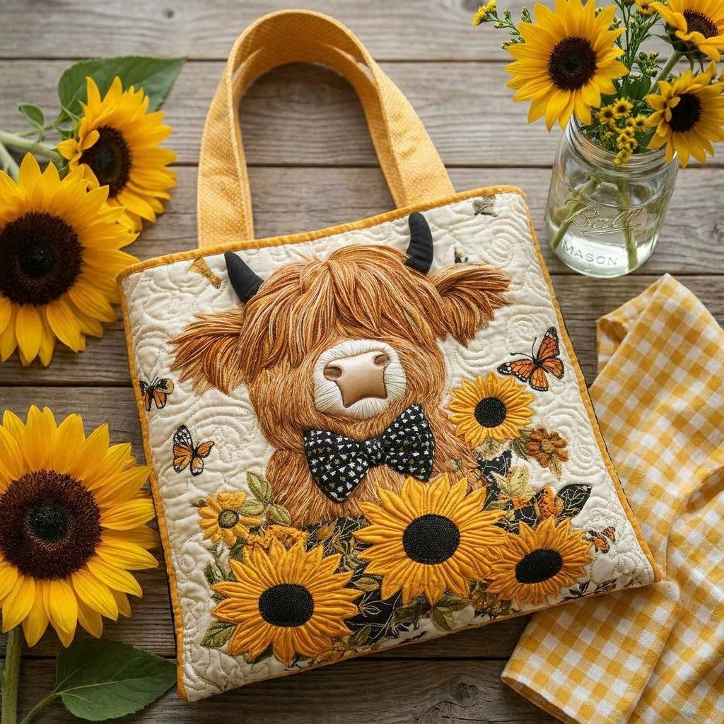 Quiltad väska - Highlandko med solrosor