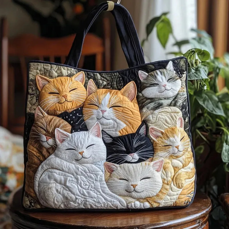 Quiltad hantverksväska - Sovande kattungar