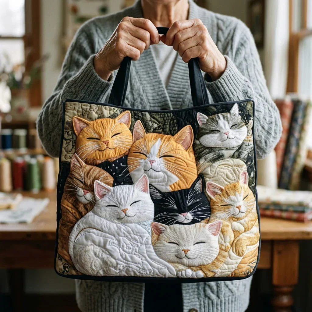 Quiltad hantverksväska - Sovande kattungar