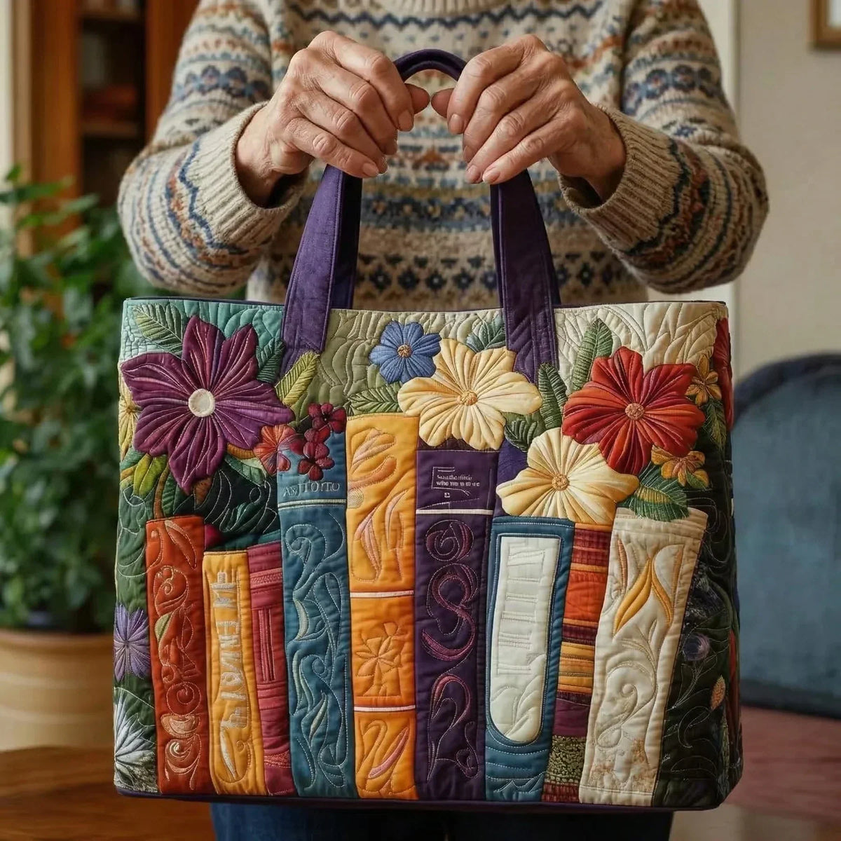 Quiltad toteväska - Bokälskare