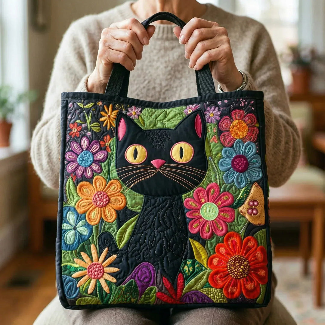 Quiltad väska - Förtrollad svart katt