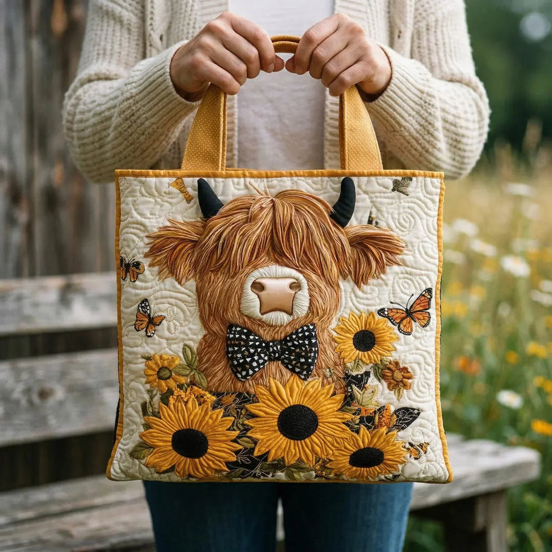 Quiltad väska - Highlandko med solrosor